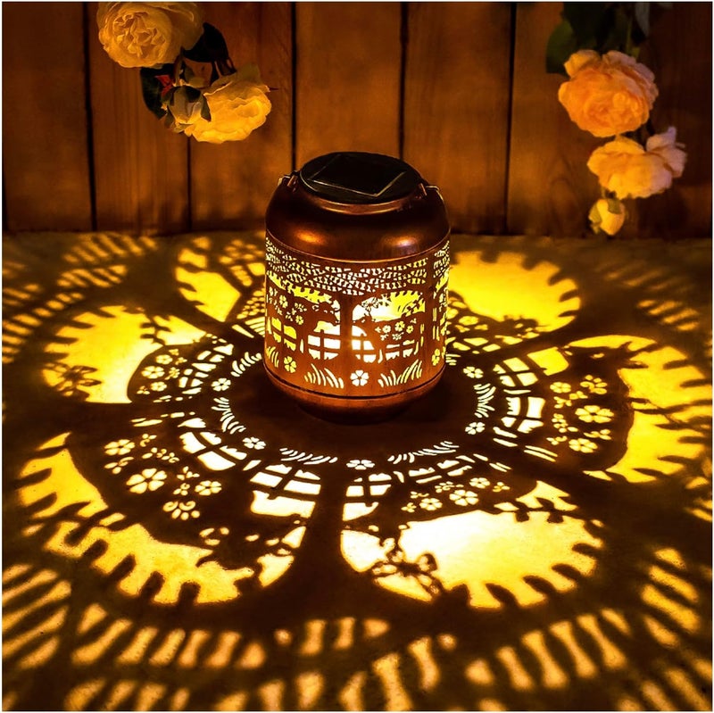 EZTZEN 2 Pack Cow Solar Lanterns Outdoor Waterproof Hanging Solar Lights Cow Gifts for Women Men Mom Metal Decorative LED Outdoor Lanterns for Patio, Lawn, Landscape, Garden Decor, Yard Decorations - Image 4